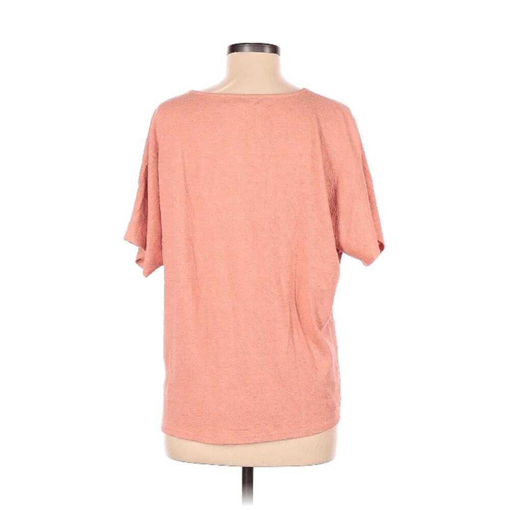 MARLED Peach Salmon Twist Front Dolman Summer Textured Cotton Blend Tee - Picture 2 of 9